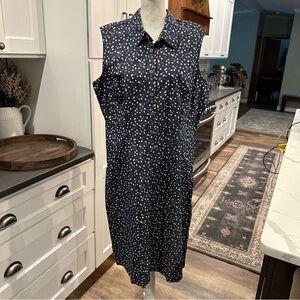 Vintage Liz Claiborne LIZWEAR Womens Colorful Dots Chambray Shirt Dress Size 16